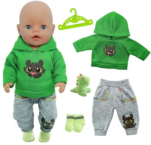 Abbigliamento Abbigliamento Abbigliamento per Bambole Vestiti Bambole 36-45 cm Contiene 1 Felpa Verde 1 Pantaloni Grigio 1 Calzini 1 Bambole Dinosauro 1 Appendiabiti per Bambole 12-18 Pollici