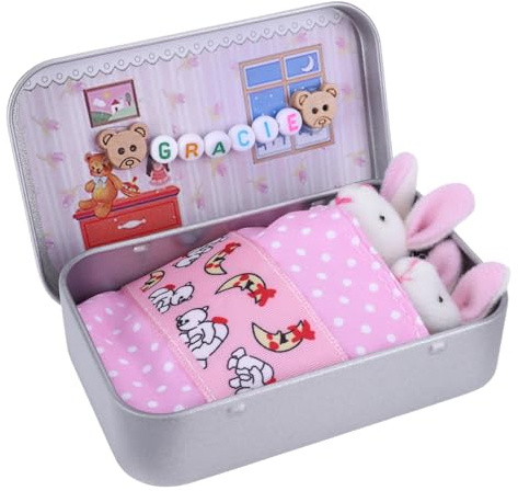 2 Pièces de Lapins de Poche dans Une Boîte en Laiton, Lapins de Pâques Enlacés dans Une Boîte, Jouets en Peluche de Poche pour Pâques, Mini Lapin Mignon en Peluche pour Cadeaux de Pâques pour Enfants