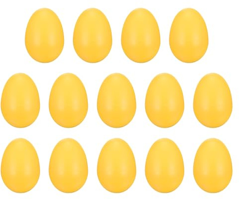 sourcing map 14 Pcs Egg Shakers, Plastic Musical Eggs Maracas Hand Percussion Instruments for DIY Painting Music Learning Easter Party Performance, Yellow