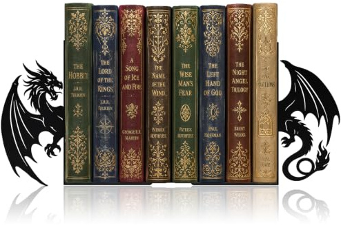 Yiomxhi 1 par dragon metall bokstöd, bokhylla, bokstöd för hylla, skola, kontor, bibliotek, svart