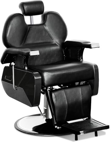 Barberpub Poltrona per parrucchieri Barberpub con poggiatesta, pompa idraulica, girevole a 360° e regolabile in altezza, similpelle, 2687BK