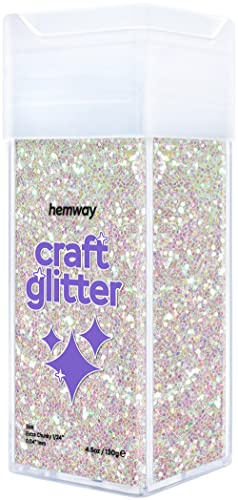 Hemway Craft Glitter Shaker Mother of Pearl Iridescent 130g Extra Chunky | for Resin & Epoxy Crafts, Christmas Art Supplies, Nail, Body, Face, Eye, Festival, Crafting, Slime, Sparkle