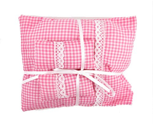 Dolls House Pink Gingham Double Bedding Set 1:12 Bedroom Accessory