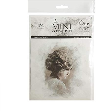 ITD Collection - Mini Reispapier Kreatives Set 14,8 x 14,8 cm (6 Blätter), Decoupage Reispapiere für Basteln, Papier zum Dekoration, Mehrfarbig (RSM016)