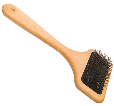 Redecker Fur Brush, Sheepskin and Fur Wire Slicker Brush, Daily Grooming For Rugs, Garments, Dogs and Cats, Made in Germany