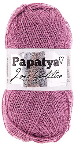 100g Strickgarn Papatya Love Glitter Wolle Häkelgarn Glitzerwolle Farbwahl, Farbe:3570 orchidee