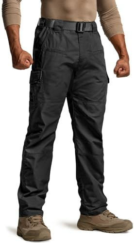 CQR Men's Tactical Pants, Water Resistant Ripstop Cargo Pants, Lightweight EDC Work Hiking Pants, Outdoor Apparel, Raider Black, 32W x 34L