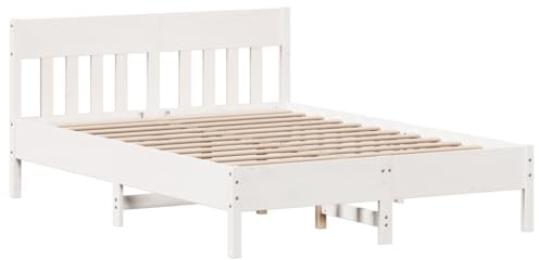 vidaXL Sängram utan madrass vit 140x200 cm massiv furu