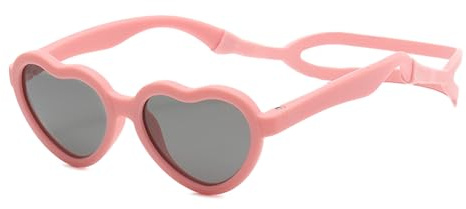 Mxlfdc Heart Shaped Sunglasses, Pink Frame, Infant Sunglasses 0-24 Months, Polarized, Suitable for Unisex Babies