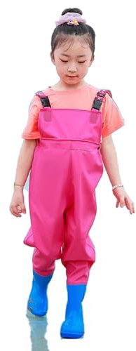 Wansiman Kind Angelhose mit Watstiefel,Wathose mit Brusthöhe,Angeln Teichhose mit Stiefeln,wasserdicht,atmungsaktiv,Unisex,für Bauernhöfe,Gärten,Arbeiten im Schlamm,Fliegenfischen,Baustellen