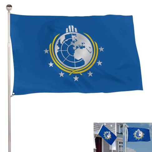 Bandera de Super Earth de 3 x 5 pies, ideal para dormitorios de cuevas de hombre y eventos al aire libre, poliéster de doble costura de con ojales de latón.