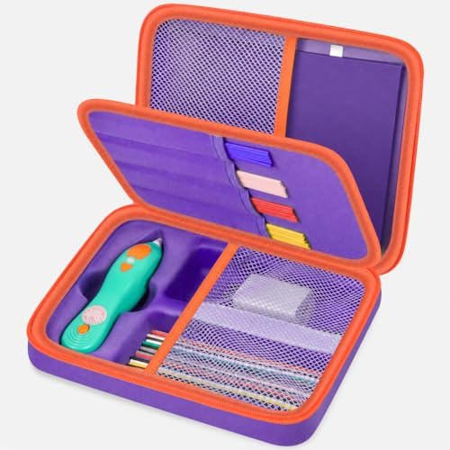 casmilee for 3Doodler Start+ Essentials (2023/2024), barnpåse, 3D-penna, konstaktivitetsset, STEM-pedagogiska leksaker, förvaring för plastfilament, DoodlePad-låda, Lila, Avslappnad