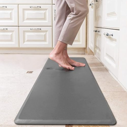 IlGruppone Tappeto Cucina Passatoia Rialzata Lavabile Spessa Antiscivolo Impermeabile Anti Fatica Rimbalzabile Soggiorno Ingresso Ufficio Aderente Antiscivolo Protettivo (Grigio, 44x240 cm)