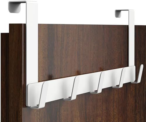 Menz Appendiabiti da Porta, Bianco - Pratico Attaccapanni da Porta, Acciaio Inox Ganci Adatti per Camera da Letto, Cucina, Bagno, Utile Appendino