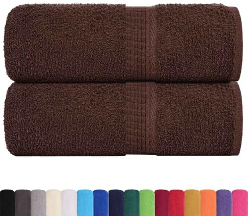vidaXL Asciugamani Ospiti FROGN 2 pz Marrone 30x50 cm 360 g/m² 100% Cotone, Asciugamano, Asciugamano per Il Viso, Set di Asciugamani da Bagno, Telo da Bagno