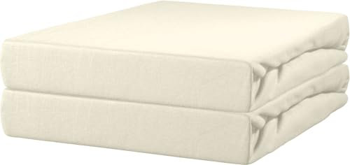 Erwin Müller Spannbettlaken, Spannbetttuch Nürnberg 2er-Pack Doppel-Jersey, wollweiß Größe 90x190 cm - 100x200 cm - strapazierfest, formtreu, temperaturausgleichend, mit Rundumgummi