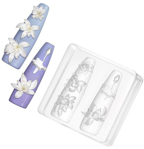 Stampi in Silicone Fiori 3D per Nail Art – Stampo Floreale per Resina Epoxy, Fiore di Loto, Decorazioni Unghie in Gel 3D incisione, Stencil per Unghie in Silicone, Accessori per Manicure e Fai-da-te