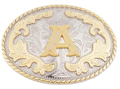 NICENEEDED Fibbia per cintura Western Cowboy con lettera iniziale A Vintage Fibbia per cintura di ricambio Rodeo Fibbie per uomini e donne
