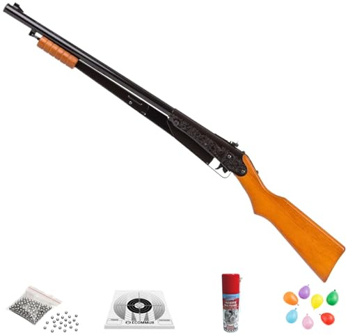 Mega Pack: Carabina Daisy 25 Pump Gun Muelle | Incluye: Escopeta de Aire comprimido + Aceite lubrex + 20 dianas + Bolsa Globos + 500 balines bb's Acero