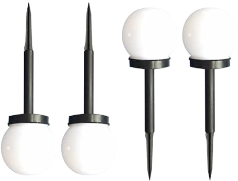 ELEOUTI 4 Lampade Solari da Giardino a Forma di Sfera Luce LED Bianca, Resistenti alle Intemperie, Sensore Crepuscolare per Vialetti e Aree Esterne, Installazione Semplice nel Terreno