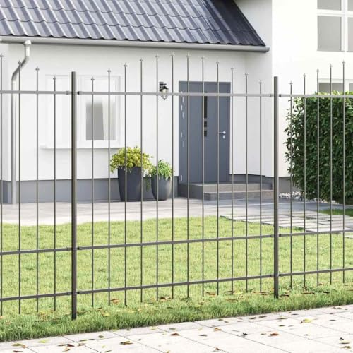 Recinzione da giardino con punte di lancia in acciaio, elementi di recinzione, dimensioni totali 75 x 170 cm, colore nero per una stabile delimitazione di terreni
