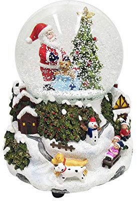 Wichtelstube-Kollektion XL LED Schneekugel Weihnachten elektrischer Schneewirbel, viele Melodien und Farbwechsel Glitzerkugel Weihnachtsdorf