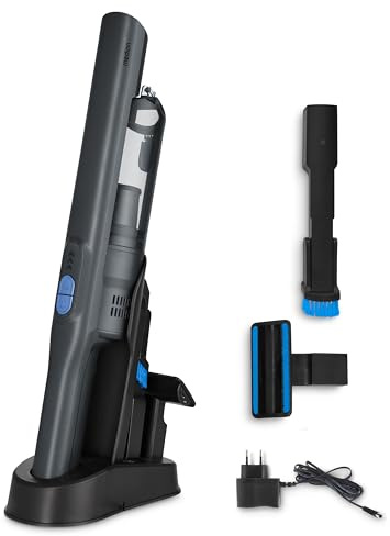 MEDION Handstaubsauger (Akku, kabellos, BLDC-Motor, Mini Staubsauger für Auto, HEPA-13 Filter, Filterung von Staub und Allergenen, Starke 20 kPA Saugleistung, Ladestation, MD12057) grau