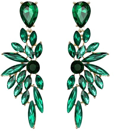 Clearine Boucles d'Oreilles Pendant Femme Cristal Pendentif Forme Aile Strass Mariage Cadeau
