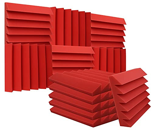 Heavyoff Pannelli Fonoassorbenti, 12 pezzi Isolamento Correzione Acustica 30x30x5cm per Podcasting, Studi di Registrazione, Uffici, rot