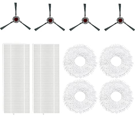 Zubehörset für yeedi mop Station Zubehör Roboter-Staubsauger-Ersatzteile mit Mopptücher wischtücher X4 HEPA-Filter X2 Seitenbürsten X4