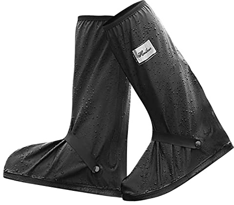 ioutdoor Rain Shoes Waterproof Overshoes Boots Covers with Reflectors Rain Footies Feet Gaiters Non-Slip PVC Boot Covers Men Women for Mud Rain Snow(M-Black)