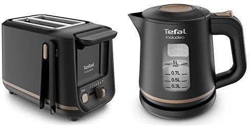Tefal Includeo Frühstücks-Set |Toaster mit 7 Bräunungsstufen | Wasserkocher mit 1L Fassungsvermögen | schwarz