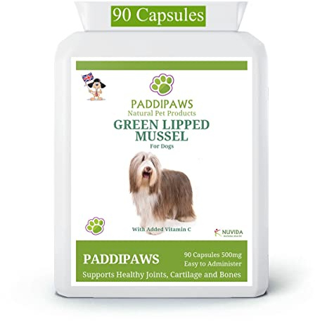 PaddiPaws Green Lipped Mussel for Dogs – Dog Joint Supplement with Glucosamine & Chondroitin – New Zealand Green Lipped Mussel Capsules for Dogs – Hip & Joint Mobility Support