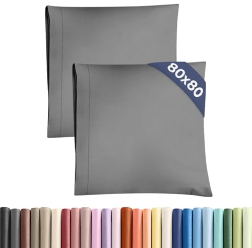 Federa 80x80 Grigio Scuro - Set da 2 - Federe in Microfibra di Alta Qualità - Morbide, Confortevoli e Lavabili in Lavatrice - Federa 80x80 per Cuscini, Set 2 Federe Grigio Scuro - OEKO-TEX Certificato