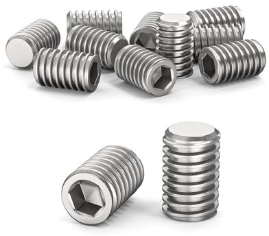 ORTAVA Lot de 10 vis sans tête M8 x 12 mm DIN 913 / ISO 4026 avec six pans creux (ISK) et embout conique, vis sans tête en acier inoxydable (argenté)