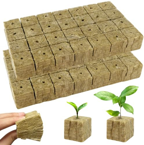 BSTDAYEVER Laine de Roche Blocs Cubes De Culture Soilless 56pcs Bouchons De Plantes en Laine 4x4x4cm Hydroponique Cubes Bonne Respirabilité pour Bouturage la Culture et la Transplantation de Semis