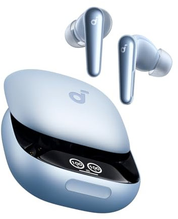soundcore Liberty 4 Pro by Anker, Noise Cancelling Wireless Earbuds, 7-Sensor and Real-Time Adaptive Noise Cancelling, 2× Faster Charging, Studio-Level Hi-Fi Music, Clear Calls (Light Blue)