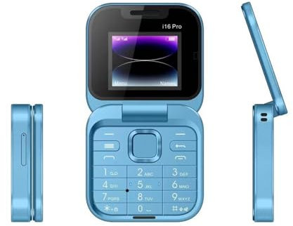 LQLXFN Teléfono móvil i17 Pro Mini Flip con Sonido nítido y Potente, Doble SIM y Doble Modo de Espera, Linterna LED, Pantalla pequeña de 1.77 Pulgadas.(Blue)