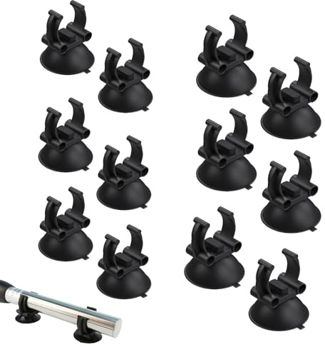 FUSONGQINTANG 12 Stück Aquarium Heizer Saugnäpfe Aquarium Saugnapf Clips 24mm Schwarz Heizstab Schlauch Halter für Aquarien Ersatz-Saugnäpfen Zubehör