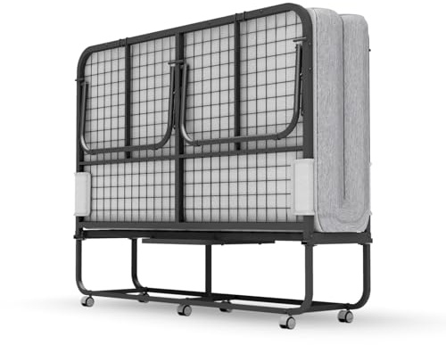 Espsilto Full Size Folding Bed with Mattress - Extra Large Size 75''x54'' Foldable Rollaway Bed for Guest, Space Saving Fold Up for Easy Storage