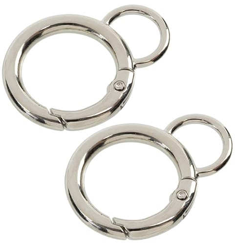 AERZETIX – Lote de 2 cierres anillas con resorte y ojo ∅19 mm | asas bolso decoración manualidades DIY llavero | color plateado | metálico