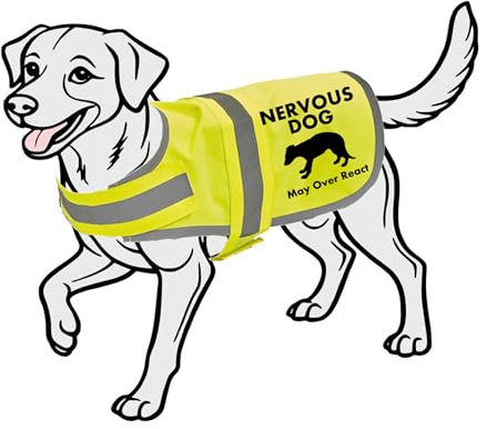 Nervous Dog reflective Vest, Hi Vis Jacket, K9 hi-viz, Keep you Safe on the Roads, Safety dog clothing. (Yellow, M)