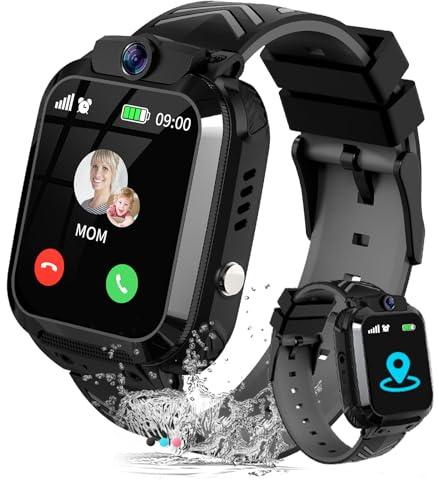 JUBUNRER Reloj Inteligente Niño Smartwatch Niños con GPS y Llamadas Teléfono Despertador SOS Juego Resistente Al Agua Modelo de Clase Reloj Inteligente Niña Digital Regalo-