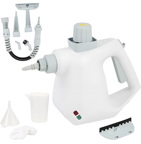 Multi-Purpose Handheld Steam Cleaner - 1050W High-Pressure Steamer with 9 Accessories for Home & Car, Chemical-Free Deep Cleaning for Kitchen, Bathroom & Floors (white)