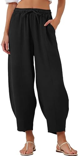 Neteson Pantalones Verano Mujer Ligeros 7/8 Pantalones Harem Cintura Alta