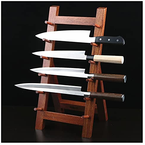 KELUNIS Support De Bloc De Couteaux en Bois De Style Japonais, Présentoir pour Organisateur De Couteaux Sapele, Support À Couteaux À Steak pour Sushis Et Sashimi pour l'espace De Comptoir De Cuisine