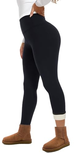 GAYHAY Fleece Lined Leggings for Women – Thick Thermal Warm Insulated Soft Black High Waisted Tummy Control Running Yoga Workout Pants for Winter Cold Weather