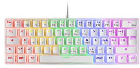 Mars Gaming MK60 Bianco, Tastiera Gaming Meccanica FRGB, Antighosting, Switch Meccanico Rosso, Lingua Italiano