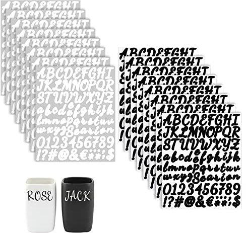 1176 Stück Selbstklebende Buchstaben Nummern Aufkleber,16 Blätter Weiß/Schwarz Vinyl Zahlen Aufkleber Set Nummern Buchstaben Sticker für Briefkasten Schilder Tür Adressnummer DIY Scrapbooking