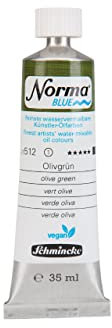 Schmincke - NORMA® Blue, 21512009, feinste wasservermalbare Künstler-Ölfarben, höchstpigmentiert, lichtecht, vegan, Olivgrün - 35 ml